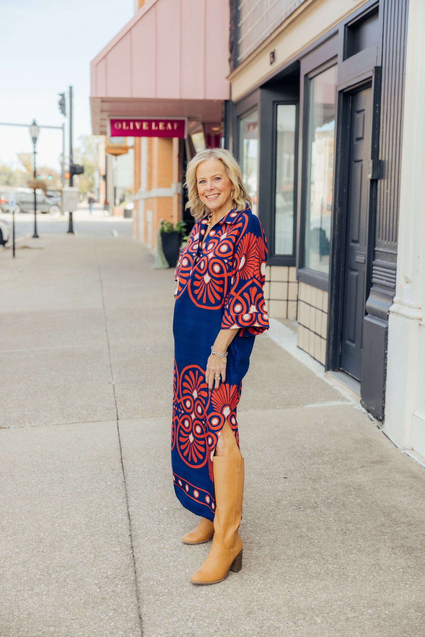 Navy Fall Midi Dress